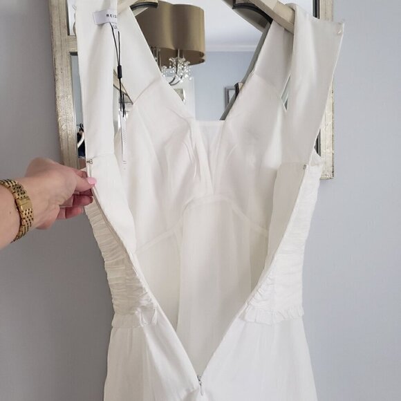 NWT REISS 6 White Gauzy Ruched Front Feminine Flirty Bridal After Party Dress - Picture 10 of 17
